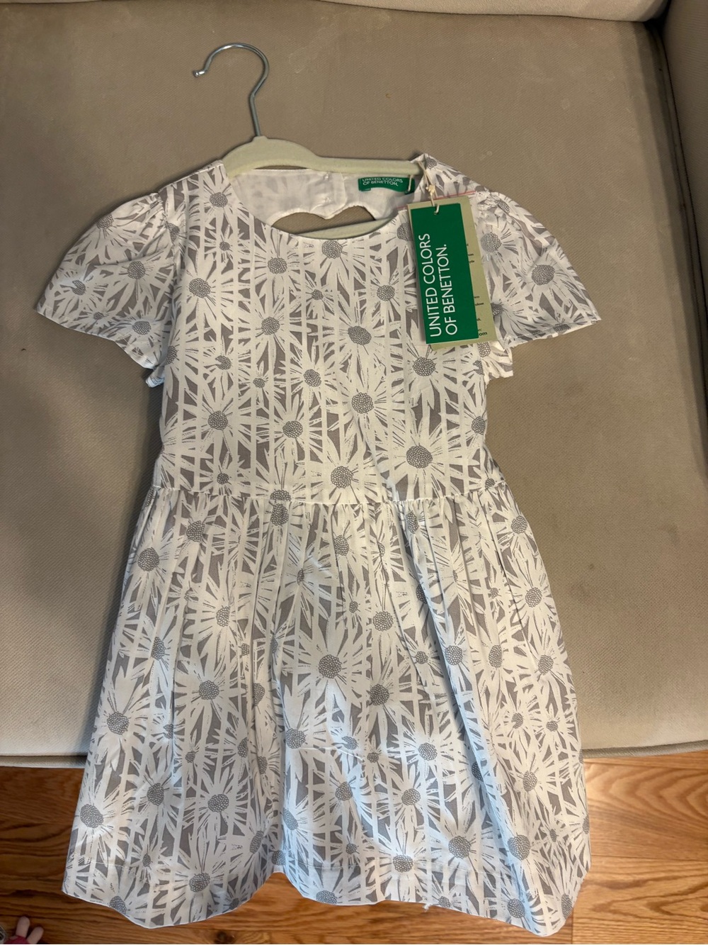 United Colors Of Benetton White Floral Eyelet Girls' Dress